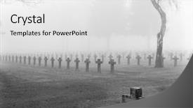  Presentation with tree sky trees green - Slide deck consisting of graveyard with rows of crosses background and a white colored foreground