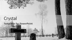  Presentation with trees - PPT layouts with graveyard with rows of crosses background and a light gray colored foreground