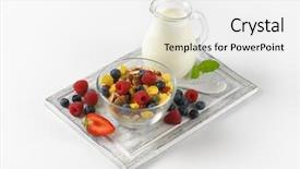  Presentation with ber fruit - Cool new presentation theme with graviola leaves - bowl of cereals and berry backdrop and a white colored foreground