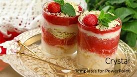  Presentation with granola - Amazing presentation theme having graviola leaves - dessert with fresh strawberry cream backdrop and a yellow colored foreground