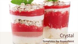  Presentation with granola - Slide deck with graviola leaves - dessert with fresh strawberry cream background and a lemonade colored foreground