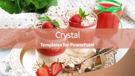  Presentation with granola - Amazing presentation theme having graviola leaves - dessert with fresh strawberry cream backdrop and a coral colored foreground