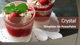  Presentation with granola - PPT layouts featuring graviola leaves - dessert with fresh strawberry cream background and a  colored foreground