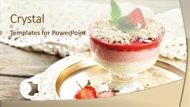  Presentation with granola - Cool new PPT layouts with graviola leaves - dessert with fresh strawberry cream backdrop and a  colored foreground