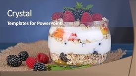  Presentation with healthy breakfast - Beautiful slides featuring graviola leaves - healthy breakfast - yogurt backdrop and a ocean colored foreground