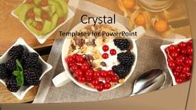  Presentation with corn flakes - PPT theme consisting of graviola leaves - healthy breakfast with corn flakes background and a gold colored foreground