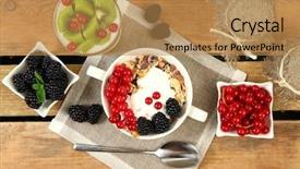  Presentation with corn flakes - Amazing presentation design having graviola leaves - healthy breakfast with corn flakes backdrop and a coral colored foreground