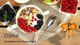  Presentation with corn flakes - Amazing slide deck having graviola leaves - healthy breakfast with corn flakes backdrop and a coral colored foreground