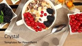  Presentation with corn flakes - Audience pleasing slide deck consisting of graviola leaves - healthy breakfast with corn flakes backdrop and a coral colored foreground