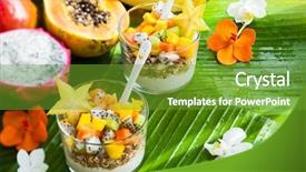  Presentation with granola - Audience pleasing PPT layouts consisting of graviola leaves - healthy breakfast with exotic fruits backdrop and a tawny brown colored foreground