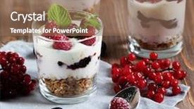  Presentation with granola - Colorful slides enhanced with graviola leaves - healthy breakfast with yogurt backdrop and a coral colored foreground