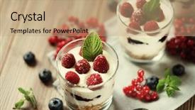  Presentation with healthy breakfast - Slides consisting of graviola leaves - healthy breakfast with yogurt background and a coral colored foreground