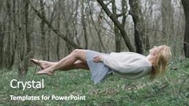  Presentation with hovering - Theme having gravity - beautiful girl hovering above background and a gray colored foreground