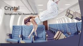  Presentation with creative - Amazing presentation theme having gravity - flying girl in an airplane backdrop and a light gray colored foreground