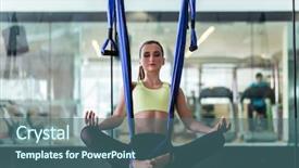  Presentation with healthy workplace full length side view - Cool new presentation with gravity energy - full length of a beautiful backdrop and a ocean colored foreground