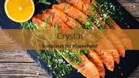  Presentation with table salt - Slide set enhanced with gravlax-fresh-marinated-salmon-slices background and a gold colored foreground