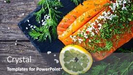  Presentation with table salt - Presentation design having gravlax-fresh-marinated-salmon-steak background and a gray colored foreground