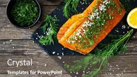  Presentation with table salt - Theme consisting of gravlax-fresh-marinated-salmon-steak background and a violet colored foreground