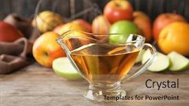  Presentation with boat - Colorful slide set enhanced with gravy boat with apple vinegar backdrop and a coral colored foreground