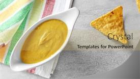 Presentation with nachos - Beautiful slide deck featuring gravy-boat-with-delicious-mustard backdrop and a yellow colored foreground