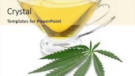  Presentation with hemp oil - Slide deck having gravy boat with hemp oil background and a yellow colored foreground