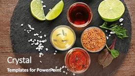  Presentation with sauces - PPT layouts having gravy boats with tasty sauces background and a tawny brown colored foreground