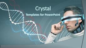  Presentation with futuristic glasses - Slide set with gray background and dna background and a ocean colored foreground