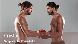  Presentation with boxing fight - PPT layouts enhanced with gray background boxing together starting background and a  colored foreground