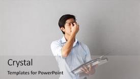  Presentation with asian nurse helps a man - Audience pleasing slides consisting of gray background carrying folder backdrop and a light gray colored foreground