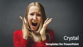  Presentation with girl in red dress - Slide set enhanced with gray background frightened shocked scare background and a dark gray colored foreground