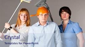  Presentation with cleaning business - Slides having gray background with cleaning background and a sky blue colored foreground