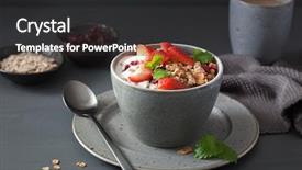  Presentation with granola - Beautiful PPT layouts featuring gray bols - granola and yogurt with seeds backdrop and a dark gray colored foreground