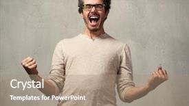  Presentation with gray - Beautiful PPT theme featuring gray bols - happy man backdrop and a coral colored foreground