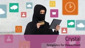  Presentation with islamic finance - Presentation design with gray concrete wall background background and a coral colored foreground