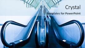  Presentation with free trade - Beautiful presentation theme featuring gray escalator in new trade backdrop and a light blue colored foreground