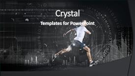  Presentation with sleep and digital media - Slide set consisting of gray futuristic - young running man against digital background and a dark gray colored foreground