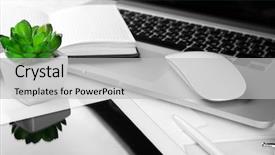  Presentation with green office - PPT layouts with gray green - office workplace with tablet background and a light gray colored foreground