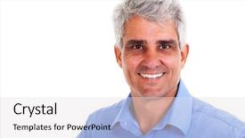  Presentation with europeskt man - Presentation design consisting of homeownership - wooden block houses and coin background and a white colored foreground