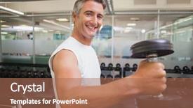  Presentation with black man - Amazing presentation theme having gray hair - fit man lifting heavy black backdrop and a coral colored foreground