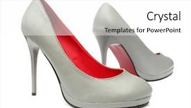  Presentation with pump - Presentation theme enhanced with gray high heels pump shoes background and a white colored foreground