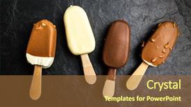 Presentation with ice cream - Colorful PPT layouts enhanced with ice cream on a stick backdrop and a tawny brown colored foreground