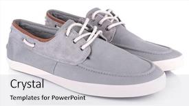  Presentation with men shoes - Cool new PPT layouts with gray men shoes isolated on white backdrop and a light gray colored foreground