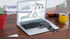  Presentation with arm robot - Slide deck featuring gray metal robotic arm background and a sky blue colored foreground