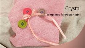  Presentation with embroidery pina cloth - Theme having gray pink ribbon - three buttons on light cloth background and a coral colored foreground