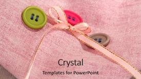  Presentation with embroidery pina cloth - Slide deck with gray pink ribbon - three buttons on light cloth background and a coral colored foreground