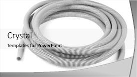  Presentation with white torn paper on gray - Slides with gray plastic corrugated tube isolated background and a light gray colored foreground