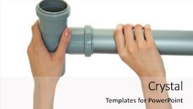  Presentation with sewer - Cool new presentation theme with sewer system - gray plastic pipes isolated backdrop and a white colored foreground
