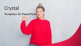  Presentation with grey - PPT layouts featuring gray scale - young adult woman over grey background and a  colored foreground