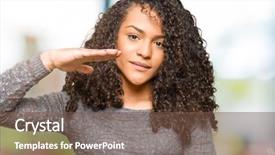  Presentation with real woman hair texture human - Slide set consisting of gray scale - young beautiful woman with curly background and a tawny brown colored foreground