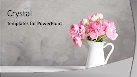  Presentation with flower beautiful lilac border - Beautiful theme featuring beautiful bouquet of ranunculus flower backdrop and a light gray colored foreground